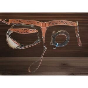 Light brown w/black floral tooled Western headstall /breast collar set